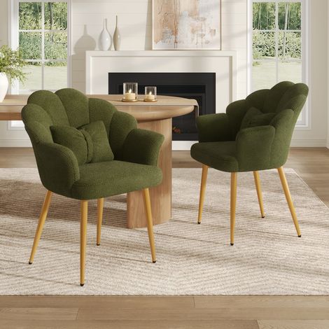 Set di 2 poltrone 64x65,5x85 cm in tessuto peluche verde con cuscini - MEUBLIV (1/5)
