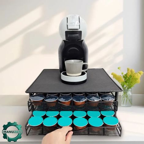 Manuzen - Range-capsules dolce gusto 72 capsules — double tiroir — Noir (1/5)