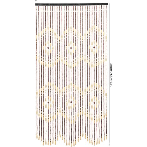 Rideau en perles, bambou et bois naturels, design fait main, Marron (1/2)
