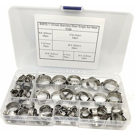 Nazalus-Hot Sale-85 Pack 304 Edelstahl verstellbare Schlauchschelle 7-21 mm Sanitärrohrschelle. Automobil- und Wasserversorgung (Typ 2) (1/5)