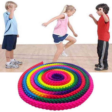 3 mètres corde de gymnastique arc-en-ciel, corde rythmique sportive entraînement compétition, corde tressée DIY, corde à sauter extérieur enfants adultes (1/5)