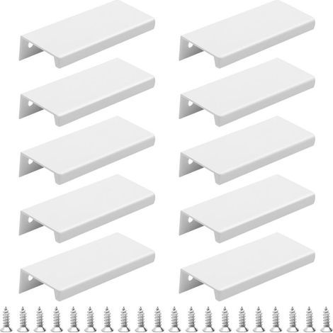 10 Pièces Poignee de Meuble Cuisine Moderne avec Vis, Aluminium Poignée de Tiroir Noire, 80mm Poignée Invisible pour Tiroir Placards Cuisine (1/4)