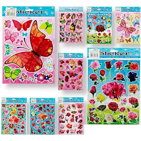 Adesivi laser di fiori e farfalle 20x25mm MIX