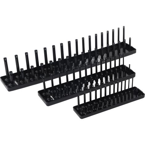 3-teiliger Steckschlüsselsatz (1/4", 3/8" und 1/2") – Schwarz – Multifunktionaler Werkzeugkasten (1/5)