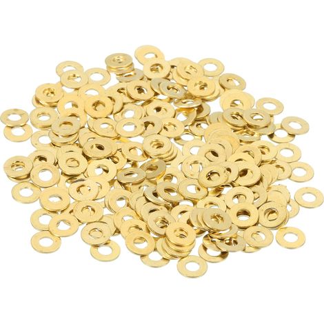 320Pcs Rondelles Métal Plates Laiton, Kit Assortiment Rondelles Écrasables Cuivre M2, 2.5mm Alésage, 6mm OD, 0.5mm Épaisseur Pour Boulons Vis Réparation Mécanique, Construction (1/5)