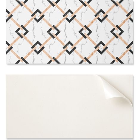 Panel de vinilo autoadhesivo con estampado de m谩rmol geom茅trico de 120x60 cm.