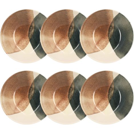 Lot de 6 assiettes creuses en grès 20cm, GAIA (1/3)