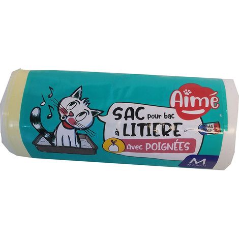 Sacs Hygièniques Pour Litière Chat x8 Format Universel 42x30 cm Sacs pour Bac à Litière avec Poignées Refermables pour le Bien-Être de votre Chat (1/4)