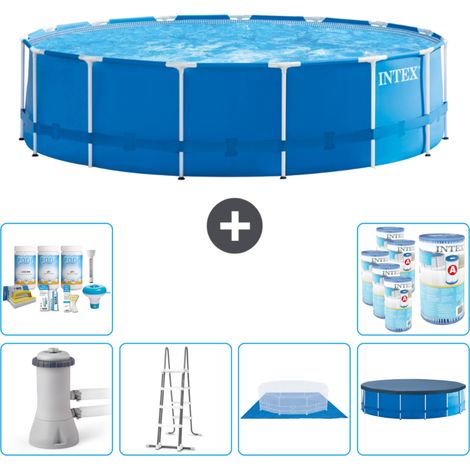 Piscine Intex cadre rond - 457 x 122 cm - Bleu -  Comprend des Accessoires CB41