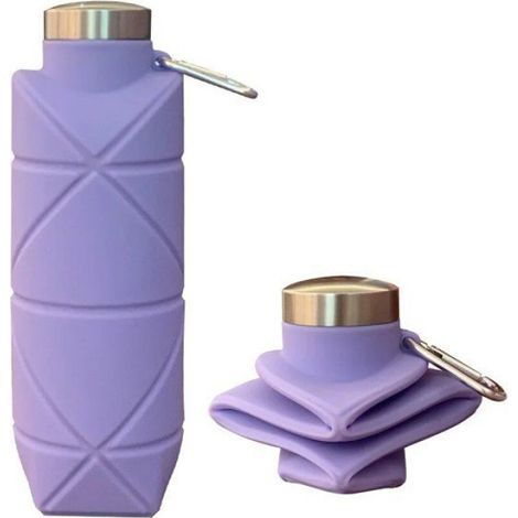 Bouteille d'Eau Pliable et Réutilisable en Silicone de 700ml, Tasse Portable Anti-Fuite pour Camping en Plein Air, Randonnée-Violet (1/4)