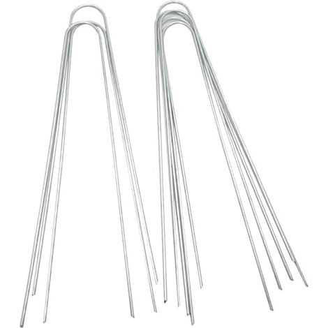 Piquets Jardin Acier en U 30cm, Lot de 50 agrafes Fixation solide, toile paillage (1/5)