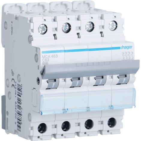 HAGER MCA463 Leistungsschalter M Kurve-C 6kA 4P 63A (1/2)