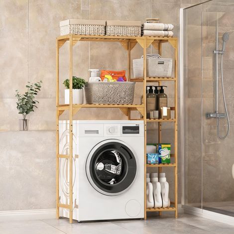 Étagère pour machine à laver en bambou 5 tablettes réglables (1/5)