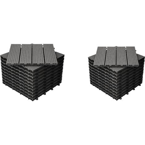 Dalles de terrasse en bois composite WPC 30 x 30 cm Dalles clipsables jardin extérieur Grise x20 (1/4)