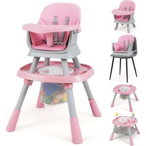 De 6 mois à 3 ans, chaise haute bébé convertible pour repas et activités, siège rotatif 360°, plateau réversible (1/5)
