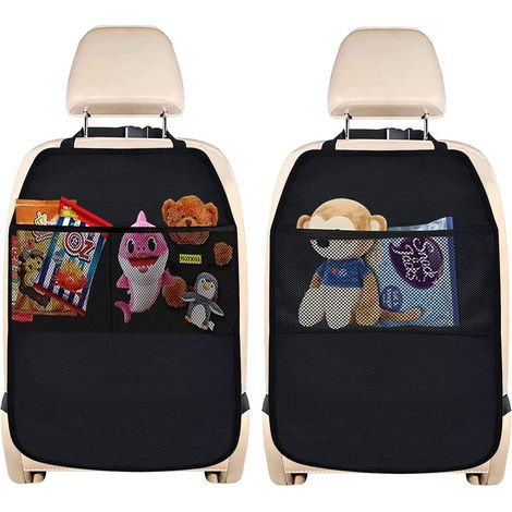 CSPARCV 2-teiliger Kindersitz-Organizer, universeller Autositz-Rücksitzschutz mit 2 Taschen für Regen und Schmutz – Schwarz (1/4)