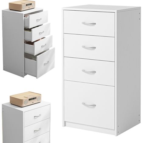 Modernes Regal mit 4 Schubladen Loft weiße Kommode Büroschrank groß 85 cm (1/5)