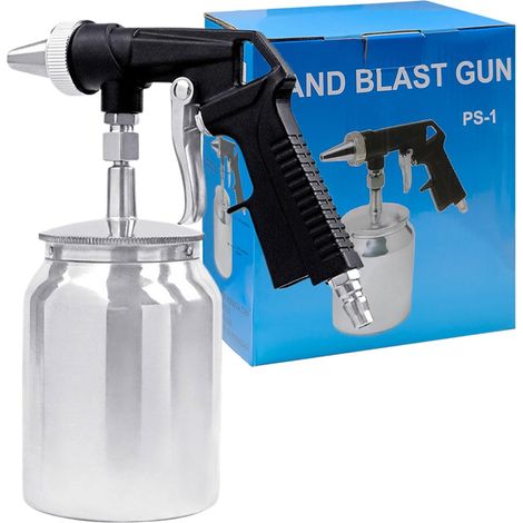 Sableuse et pistolet de sablage à air comprimé 6,2 bar avec récipient en aluminium de 1000 ml Élimination de la rouille, nettoyage des jantes, nettoyage des surfaces métalliques (1/5)