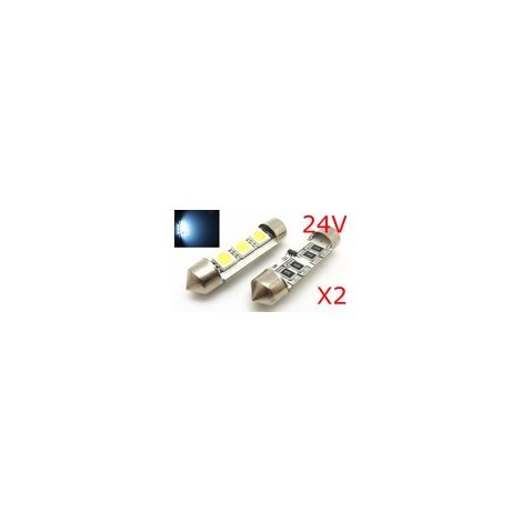 2 x AMPOULES C5W - 3 SMD anti-erreur 24V - Navette 37mm - Résistance intégrée (1/3)