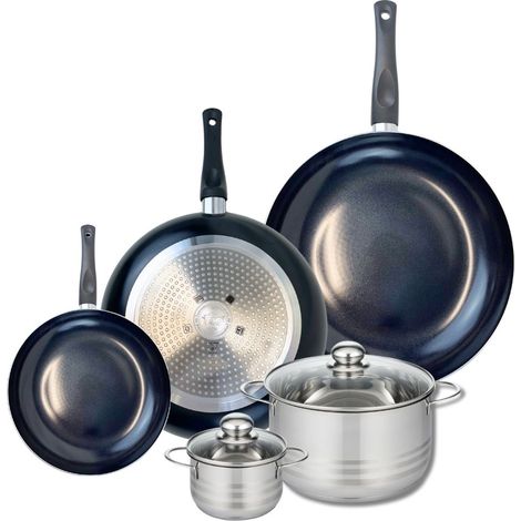 Ensemble de 3 Poêles de cuisson 20, 28 et 32 cm et 2 faitouts 12 et 20 cm Elo Prima Brillant (1/5)