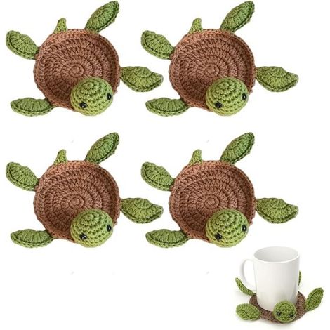 4 posavasos, Posavasos para vasos, Aislamiento térmico, Posavasos tejidos, Antideslizantes, Aptos para mesas de comedor o escritorios, Verde (1/5)