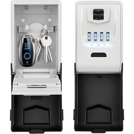 GDHZS-Coffre-fort à clés avec code numérique, grand coffre-fort à clés à 4 chiffres avec code éclairé, coffre-fort à clés étanche et antirouille pour l'extérieur, pour la maison, le bureau (1/4)