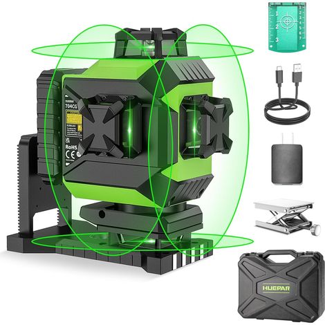 4x360 Niveau Laser 4D Vert 16 Lignes Laser Auto-Nivelant Croisée Outil, 2x360 Horizontales (1/5)