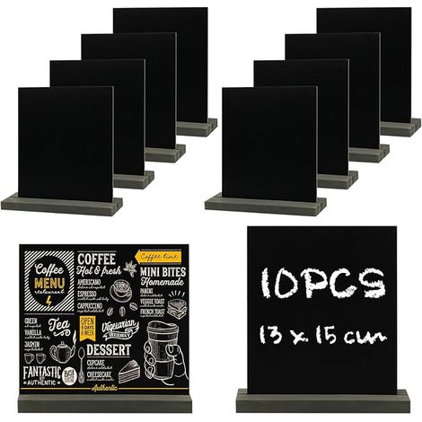 Pack of 10 Mini Chalkboard, Mini Display Board, 13 x 15 cm (1/5)