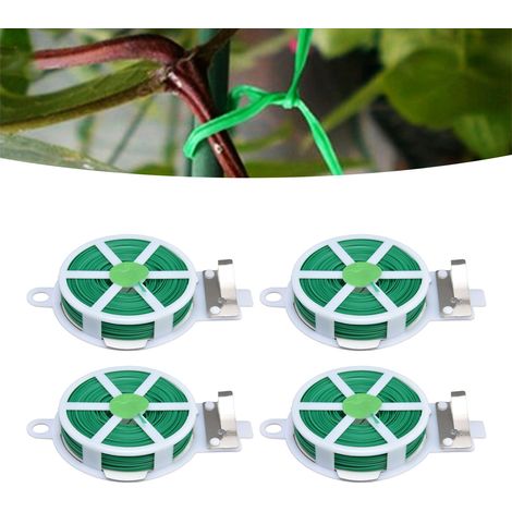 Lot de 4 pièces avec dispositif de rupture automatique, fil de fer plastifié, support à fleurs à monter soi-même, vert 50 m (1/5)