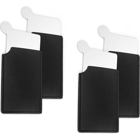 SABIR 4 pcs Acier Inoxydable Miroir Portable, Surface Galvanisée, Miroir de Voyage sans Cadre, Étui Cuir, Antirouille Antichute, pour Voyages, Maison Studio (1/5)