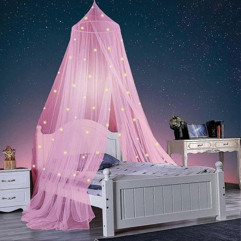 1 ensemble de ciel de lit princesse en polyester à étoiles phosphorescentes - 60×250×880cm (1/5)
