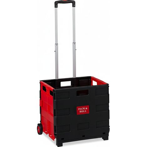Carro de compra plegable con asa y ruedas de goma capacidad 35 kg carro de mercado de aluminio y plástico rojo 1300007083 (1/5)