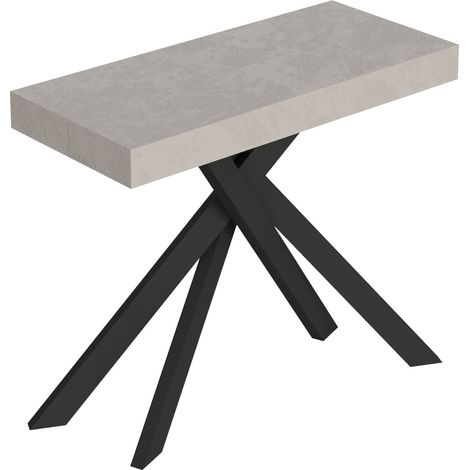 Console extensible 90x40/300 cm Saki Premium cachemire pieds anthracite