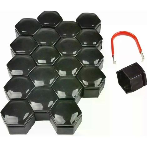 20 cache-moyeux de roue de voiture 22 mm, protections pour écrous de roue, cache-écrous, protection anti-poussière, boulons + outil de démontage - JXLGV (1/5)