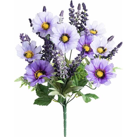 Mazzi a bouquet di lavanda e fiori di campo artificiali, set da 6 pezzi, cm 30 H (con gambo 41)