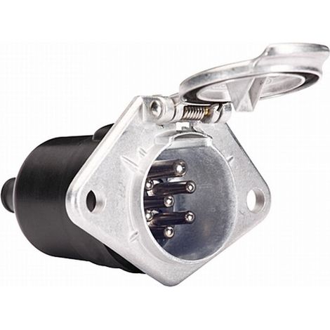 Steckdose 7-polig 24V 15A Metall mit Deckel (1/2)