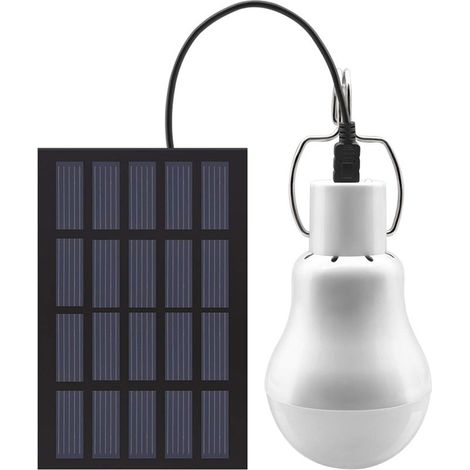 Lampe Solaire Portable à Ampoule LED à énergie Solaire avec Panneau Solaire pour jardin, terrasse, intérieur, extérieur, randonnée, camping, tente, éclairage de pêche (1/5)