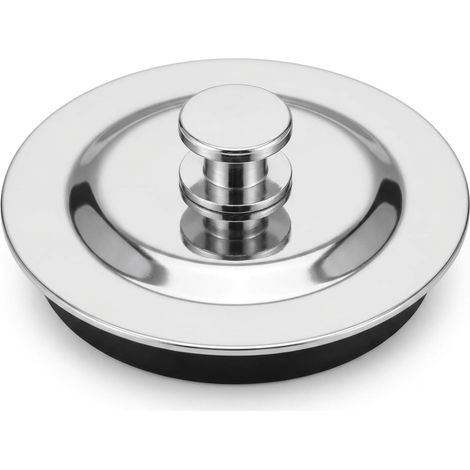 Baignoire Universelle INOX Ø 62mm avec Joint Caoutchouc Épais, Bouchon Vidange Étanche pour Trou 42-45mm, Anneau de Préhension Facile, pour Douche Lavabo Évier, Argent (1/5)