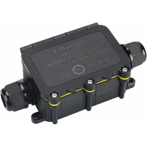 Enowelir 1 pieza caja de conexiones impermeable IP68, caja de derivación de 2 vías con conectores, carcasa eléctrica para exteriores fácil de instalar para diámetro de cable Ø 5-12 mm, negro (1/3)