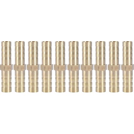 5pcs Raccord de Tuyau Droit à Deux Voies en Laiton Barbelé Connecteur Tube Jonction 6/8/10/12/14/mm (10mm) - 8mm (1/5)