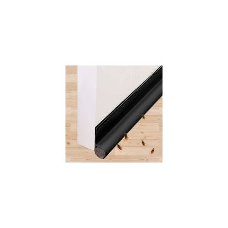 Bas de Porte Isolant - 96cm - Unilatéral - Avec Joint D'étanchéité Auto-adhésif à Boucle et Crochet - Boudin de porte Stop Froid Vent/Anti-Insectes/Cafard/Poussière - Single-black (1/4)