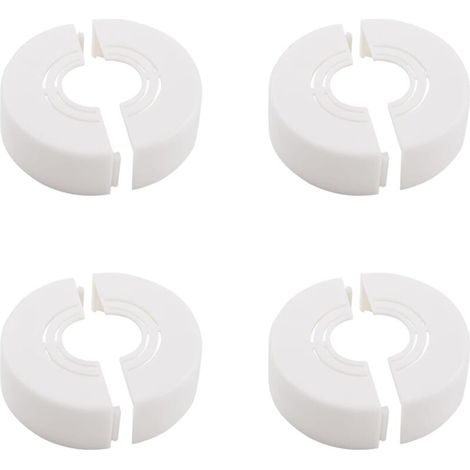 Couvercle de tuyau mural, 4pcs Plastique Trou Mural Décoration Couvercle de bride divisée Installation facile Plaque de conduite ronde réglable Couvercle de tuyau mural Accessoires (Blanc)
