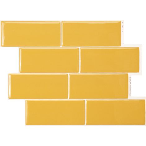 Selbstklebende Wandfliesen x4, 29,36x21,29cm - Smart Tiles Metro Sunny Klebefliesen 3D Fliesenaufkleber für Bad & Küche