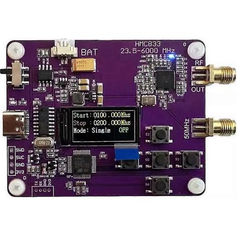 HMC833 Oled 6GHz Source de signal 23.5-6000MHZ Affichage RF Émetteur de source de signal, Régulation de puissance (1/5)