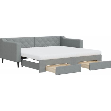 Maison Exclusive - Divano Letto Estraibile Cassetti Grigio Chiaro 90x190cm Tessuto