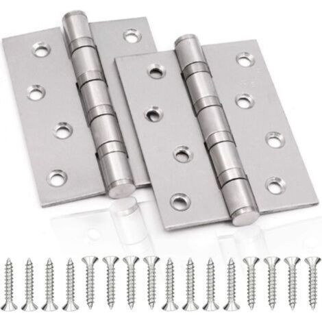 Stainless Steel Door Hinge,2 Pcs Door Hinges Folding Hinges Stainless Steel Hinges Thickness 3mm Hinge,for Solid Interior Doors (Silver,100X75mm) (1/5)