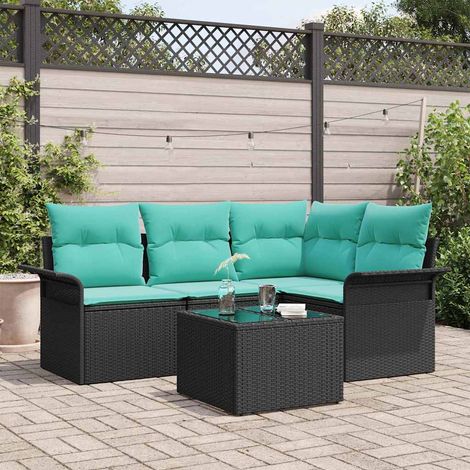 vidaXL Ensemble de canapé de jardin avec stockage 5 pcs Noir polyrotin (1/5)