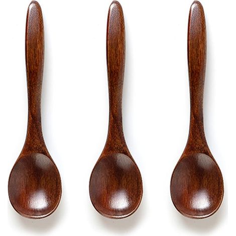 Cuillère à soupe écologique, cuillère à café, cuillère à thé, cuillère à miel, cuillère en bois naturel, accessoires de cuisine (3 pièces) (1/4)