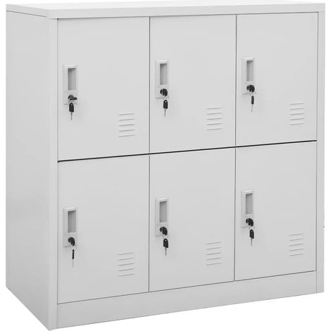 Armadio a casettoni moderno portaoggetti 90 x 45 x 92,5 cm con serrature e grande capacità in acciaio grigio chiaro 020046923