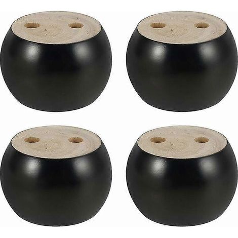 Lot de quatre pieds de meubles ronds en bois, de 5 cm de hauteur, convenant aux canapés, lits, fauteuils et armoires. Vis et ruban adhésif noir inclus. (1/5)